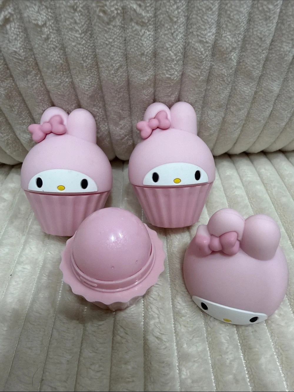My Melody Pink Cupcake Lip Balm.  Set of Three (3). New. Not used. Sanrio.
